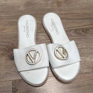 Valentino White Slide Sandals